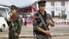 ကချင်ပြည်နယ် မိုင်ဂျာယန်မြို့မှာ လုံခြုံရေးယူနေတဲ့ ကချင်လွတ်မြောက်ရေးတပ်မတော် (KIA) စစ်သားများ
