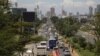 In this photo taken Feb. 13, 2020, traffic sits on the Uhuru Highway leading to downtown Nairobi, Kenya.