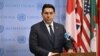 Israeli Ambassador to the UN Danny Danon speaks to media at United Nations Headquarters on October 7, 2024 in New York City.
