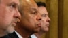FILE - From left, U.S. National Counterterrorism Center Director Nicholas Rasmussen, Homeland Security Secretary Jeh Johnson and FBI Director James Comey testify before a House Homeland Security Committee hearing on Capitol Hill in Washington, July 14, 2016. 