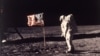 Astronaut Edwin E. "Buzz" Aldrin Jr. poses for a photograph beside the U.S. flag deployed on the moon during the Apollo 11 mission on July 20, 1969. (AP Photo/NASA/Neil A. Armstrong)