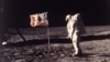 Astronaut Edwin E. "Buzz" Aldrin Jr. poses for a photograph beside the U.S. flag deployed on the moon during the Apollo 11 mission on July 20, 1969. (AP Photo/NASA/Neil A. Armstrong)