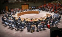 The U.N. Security Council holds a meeting on the Mideast attended by U.S. Secretary of State Mike Pompeo, Aug. 20, 2019 at U.N. headquarters.