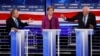De izquierda a derecha, los candidatos a la nominación presidencial demócrata Michael Bloomberg, Elizabeth Warren y Bernie Sanders en el debate patrocinado por NBC en Las Vegas, Nevada, el miércoles, 19 de febrero de 2020.