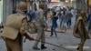 Indian police clash with Kashmiri protesters in Srinagar on July 11, 2016.
