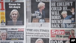 Premye paj dives jounal nan peyi Anglete montre reyaksyon piblik la fas ak demisyon Premye Minis Liz Truss. 