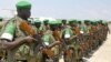 Part of the 3 battalion of the Uganda People's Defence Force prepare to leave for African Union peace keeping in Magadishu, Somalia, Friday Sept. 4. 2009, in Entebbe, Uganda. Uganda has sent another group of soldiers to Somalia for a peace keeping mission
