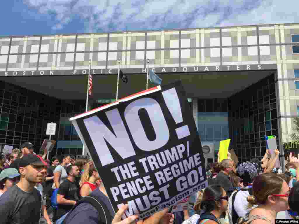 Counterprotesters march in Boston, Aug. 19. 2017.