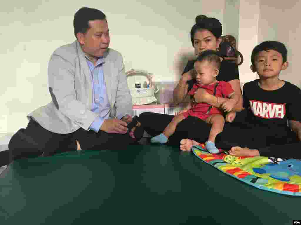 VOA Khmer's reporter Sok Khemara interviews Bou Rachana, in an undisclosed location, July 2, 2017. (Sok Khemara/VOA Khmer)
