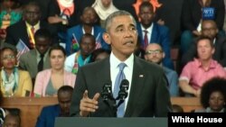 Rais Obama akizungumza katika uwanja wa Kasarani Nairobi, July 26, 2015.