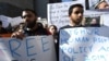 FILE - Uighur activists and their supporters rally in defense of Uighur rights in China, in front of the U.S. Mission to the United Nations, in New York City, on Feb. 5, 2019.