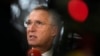 NATO Secretary General Jens Stoltenberg speaks with the media in Brussels on Nov. 14, 2023. Stoltenberg will visit Kosovo and Serbia next week.