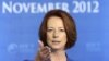 Australian Prime Minister Julia Gillard speaks during a news conference, November 8, 2012. 