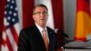 FILE - Defense Secretary Ash Carter speaks during a change of command ceremony at Peterson Air Force Base, in Colorado Springs, Colorado, May 13, 2016. Carter says says military spending legislation in Congress "undercuts stable planning and efficient use
