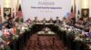 President Ashraf Ghani, center, is seen during the so-called Kabul Process conference at the Presidential Palace in Kabul, Afghanistan, June 6, 2017. 
