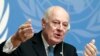 FILE - United Nations Special Envoy of the Secretary-General for Syria Staffan de Mistura speaks to media during a news conference in Geneva, Jan. 15, 2015.