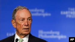 FILE - Former mayor of New York Michael Bloomberg speaks during the Earthshot Prize Innovation Summit in New York, Sept. 19, 2023.
