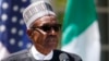 Muhammadu Buhari s'exprime lors d'une conférence de presse avec le président Donald Trump dans le Rose Garden de la Maison Blanche à Washington, le 30 avril 2018.
