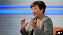 International Monetary Fund Managing Director Kristalina Georgieva speaks during an interview with AFP at IMF Headquarters in Washington on Jan. 10, 2024.