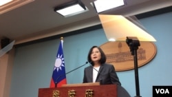 台湾总统蔡英文在总统府讲话（2017年5月28日，美国之音记者申华拍摄）