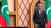Maldives' President Mohamed Muizzu looks on after reading the oath during his inauguration ceremony in Male on Nov. 17, 2023. He vowed to expel Indian troops deployed in the strategically located archipelago in his first speech to the nation after being sworn into power.