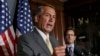 On the day of President Barack Obama’s State of the Union address, House Speaker John Boehner (l) with House Majority Leader Eric Cantor speaks to reporters at the Republican National Committee headquarters in Washington, Jan. 28, 2014.