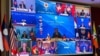 Sultan of Brunei Hassanal Bolkiah (C) takes part in the ASEAN-China Summit on the sidelines of the 2021 Association of Southeast Asian Nations (ASEAN) summits held online on a live video conference in Bandar Seri Begawan, Brunei, Oct. 26, 2021. 