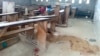 An empty classroom is seen following a shooting at a school in Kumba, Cameroon, Oct. 24, 2020, in this screen grab obtained from a social media video. 