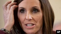 During a hearing by the Senate Armed Services Subcommittee on Personnel about prevention and response to sexual assault in the military, Sen. Martha McSally recounts her own experience while serving as a colonel in the Air Force, on Capitol Hill in Washington, March 6, 2019.