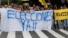 Los manifestantes, con múltiples consignas, exigieron al ente electoral para que convoque a elecciones.