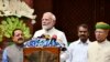 Indian Prime Minister Narendra Modi addresses the media as he arrives to attend the first day of the Parliament session of the 18th Lok Sabha in New Delhi, India, June 24, 2024.