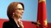 Australian Prime Minister Julia Gillard answers question from guests at China Executive Leadership Academy Pudong (CELAP) in Shanghai, China, Apr. 8, 2013. 