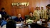Phay Siphan, a gov't spokesperson along with Chhum Socheat, a spokesperson of the ministry of defense during a rare media tour at Ream Naval Base in Preah Sihanouk province, Cambodia, Friday, July 26, 2019. (Sophat Sophat/VOA Khmer)
