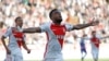 Thomas Lemar célèbre son but contre Toulouse au stade Louis II, France le 29 avril 2017