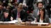 Nikki Haley, right, U.S. ambassador to the United Nations, speaks during a Security Council meeting at United Nations headquarters, April 13, 2018.
