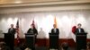 From left: US Secretary of State Antony Blinken, Australia's Minister for Foreign Affairs Marise Payne, India's Minister of External Affairs S. Jaishankar, and Foreign Minister of Japan Yoshimasa Hayashi speak Melbourne, Feb. 11, 2022.
