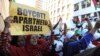 Protesters take part in a march to parliament in Cape Town, South Africa, May 15, 2018, to protest against the use of deadly force by Israeli troops against Palestinians at the Gaza border on Monday.