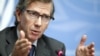 Special Representative of the Secretary-General for Libya and Head of United Nations Support Mission in Libya (UNSMIL) Bernardino Leon speaks at the Palais des Nations in Geneva, Switzerland, Aug. 11, 2015. 