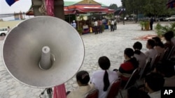 Cambodians protested at Freedom Park, demanding compensation for removing their houses, file photo.
