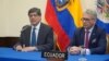 Canciller ecuatoriano, José Valencia, durante una rueda de prensa en la Organización de los Estados Americanos 