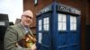 Dr Who fan Tony Jordan poses for a photograph with his TARDIS in the garden of his home in Cannock, central England on Nov. 21, 2023.