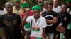 FILE - Members of the Biafran separatist movement gather during an event in Umuahia, Nigeria, on May 28, 2017. Five people were arrested in Finland in connection with violence in the area of Nigeria where the separatists are active, police said on Nov. 21, 2024.