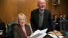 Sen. Patty Murray, D-Wash., the ranking member, and Sen. Lamar Alexander, R-Tenn., chairman of the Senate Health, Education, Labor, and Pensions Committee, meet before the start of a hearing on Capitol Hill, Oct. 18, 2017.