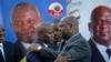 FILE - Felix Tshisekedi (R) of Congo's Union for Democracy and Social Progress opposition party, hugs Vital Kamerhe (L) of Congo's Union for the Congolese Nation opposition party, after being endorsed Kamerhe at a press conference in Nairobi, Kenya, Nov. 23, 2018. 