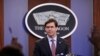 FILE - U.S. Defense Secretary Mark Esper speaks during a press briefing at Pentagon in Arlington, Virginia, Dec. 20, 2019. 