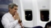 U.S. Secretary of State John Kerry speaks to journalists about his negotiations with Iran upon his arrival from Vienna at Andrews Air Force Base, Md., Jan. 17, 2016. 