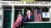 FILE - Catherine Hallahan waits for the celebrations to start in Ballina, North West of Ireland, Nov. 7, 2020. Ballina is the ancestral home of U.S. presidential candidate Joe Biden.