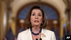 Speaker of the House Nancy Pelosi, D-Calif., makes a statement at the Capitol in Washington, Thursday, Dec. 5, 2019. 