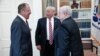 U.S. President Donald Trump meets with Russian Foreign Minister Sergey Lavrov, left, next to Russian Ambassador to the U.S. Sergei Kislyak at the White House in Washington, May 10, 2017. (Russian Foreign Ministry photo via AP) 
