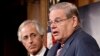 Senate Foreign Relations Committee Chairman Sen. Robert Menendez and the committee&#39;s ranking member, Sen. Bob Corker hold a news conference on Capitol Hill in Washington, March 27, 2014, after the Senate passed the Ukraine Aid Bill.